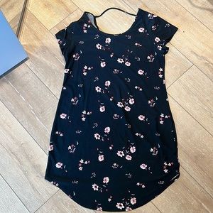 Black floral shirt dress